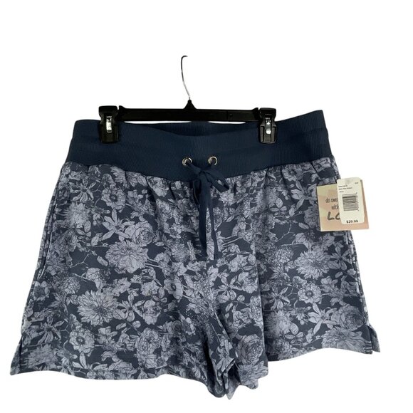 The Sweatshirt Project Floral Print Womens Shorts Plus Size 1X Blue Cotton Blend - Picture 6 of 8